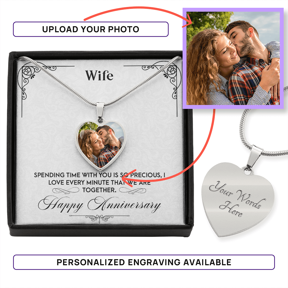 Wife Anniversary – Photo Heart Pendant Necklace