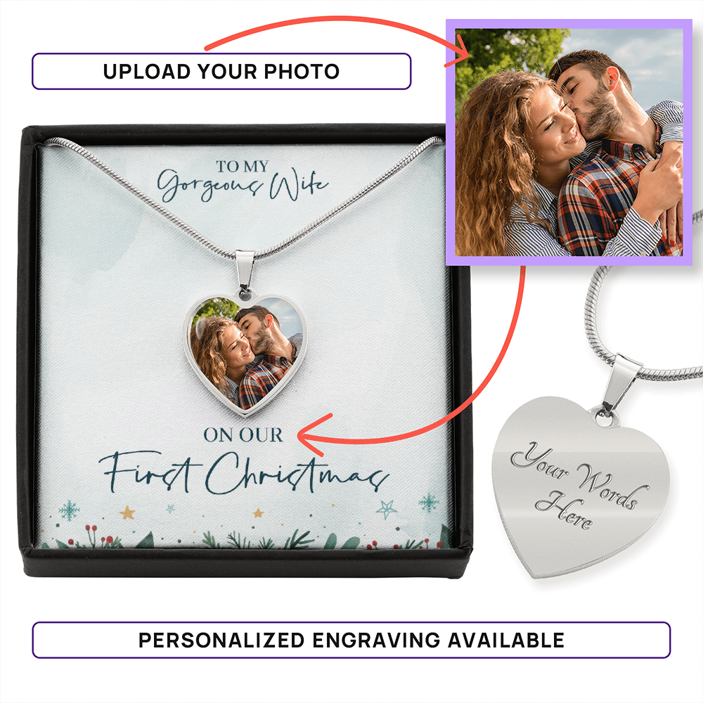 Wife First Christmas – Photo Heart Necklace