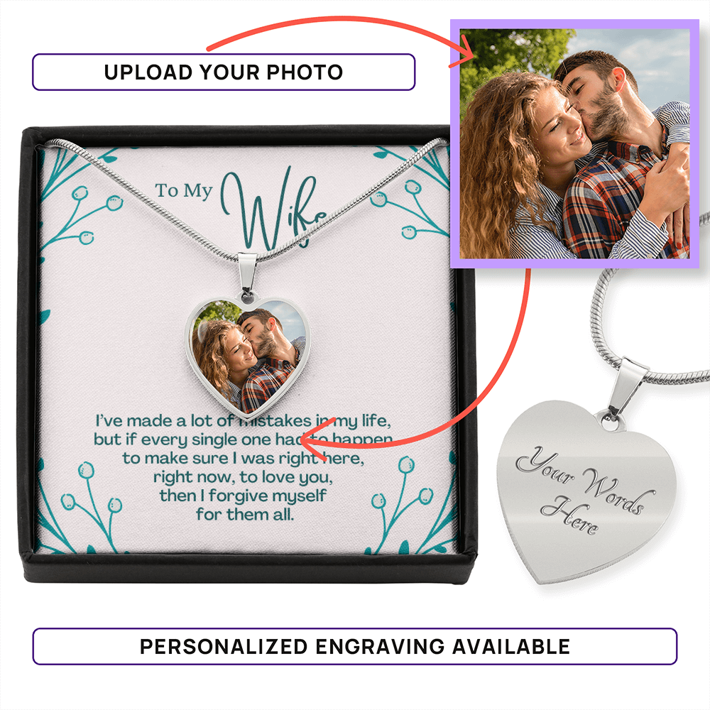 To My Wife – Love You Photo Heart Necklace