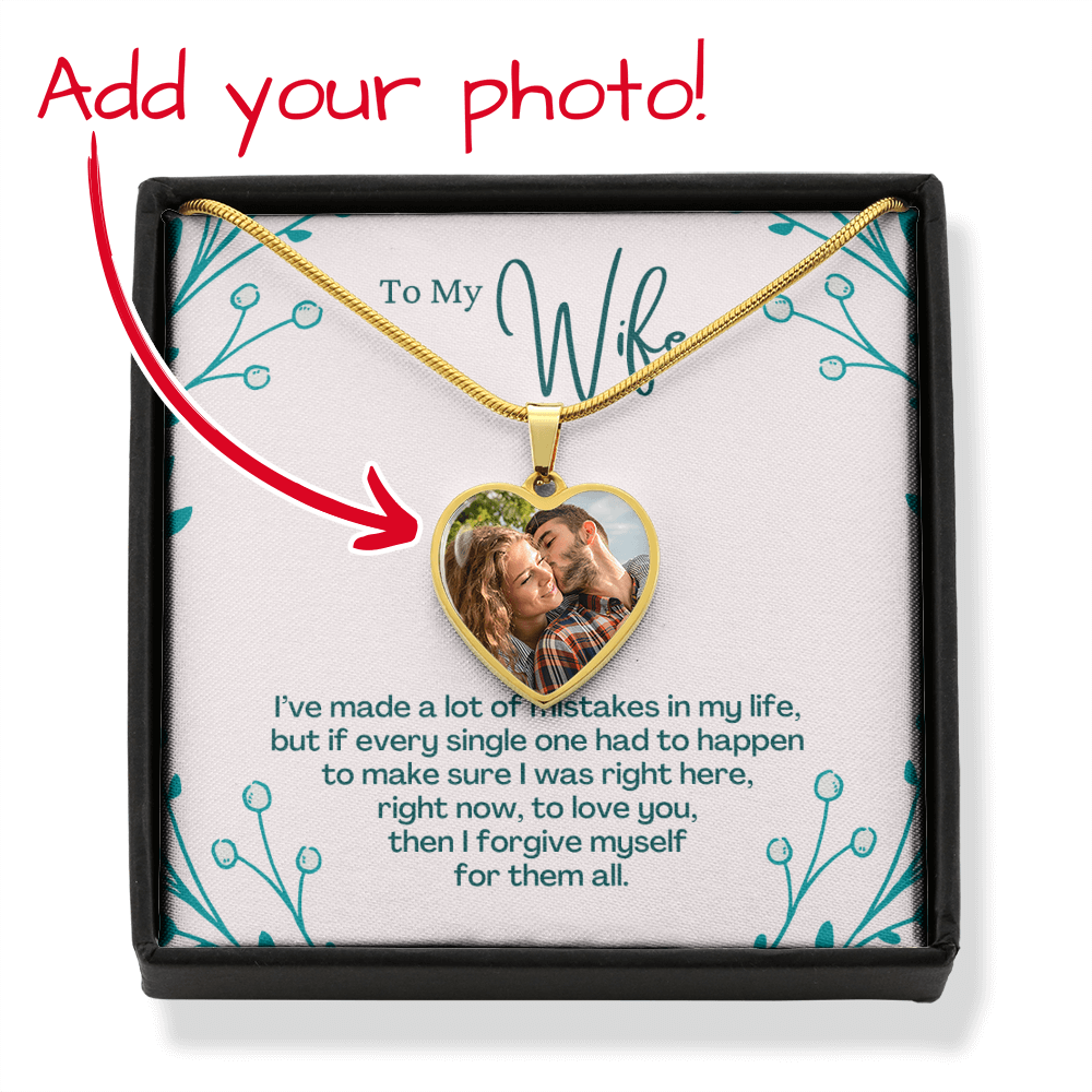 To My Wife – Love You Photo Heart Necklace