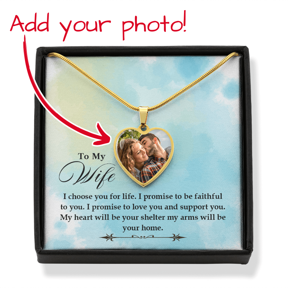To My Wife – I Choose You Photo Heart Necklace