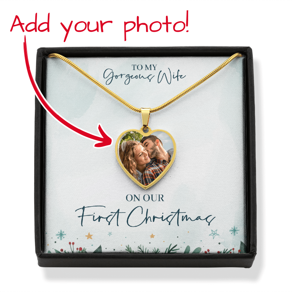 Wife First Christmas – Photo Heart Necklace