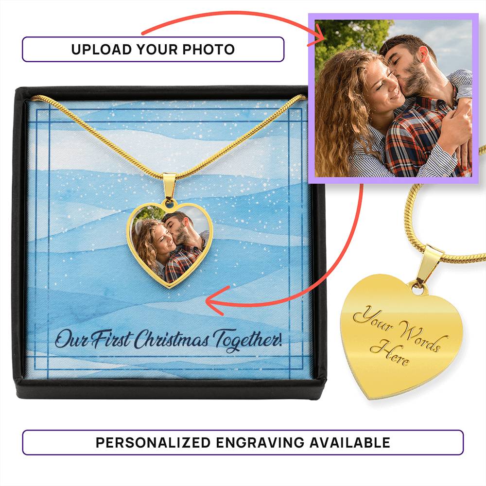 Our First Christmas – Photo Heart Necklace