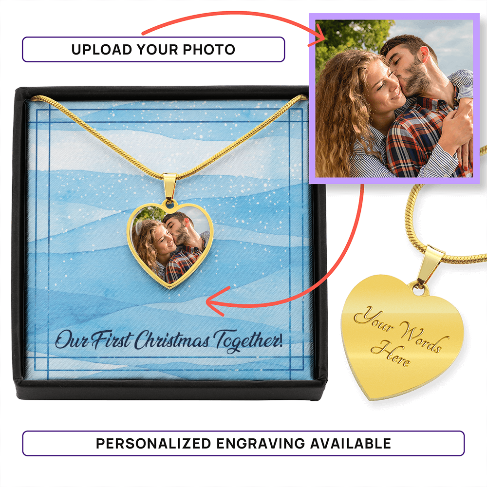 Our First Christmas – Photo Heart Necklace