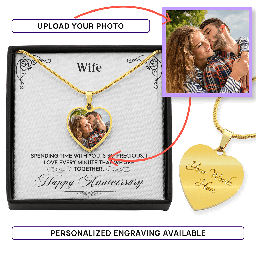 Wife Anniversary – Photo Heart Pendant Necklace