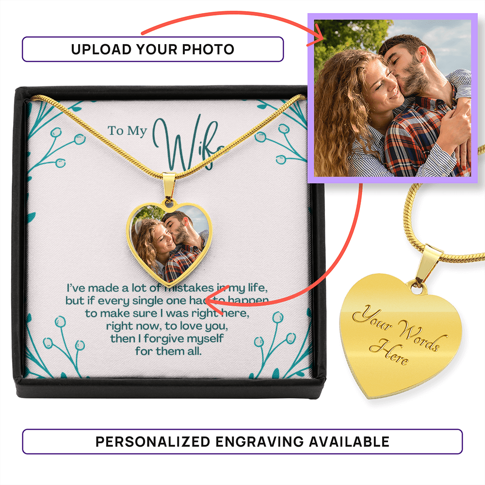 To My Wife – Love You Photo Heart Necklace