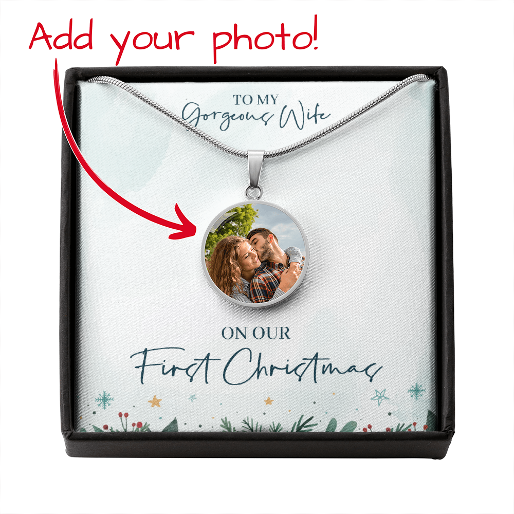 Wife First Christmas – Photo Circle Necklace