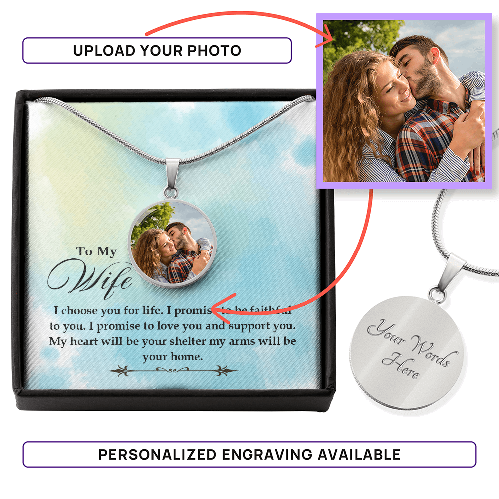 To My Wife – I Choose You Photo Circle Necklace