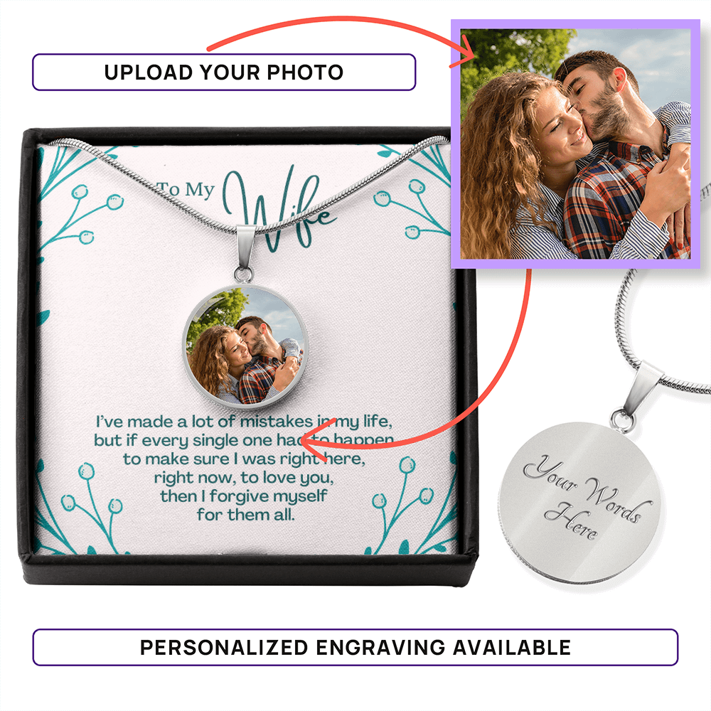 To My Wife – Love You Photo Circle Necklace