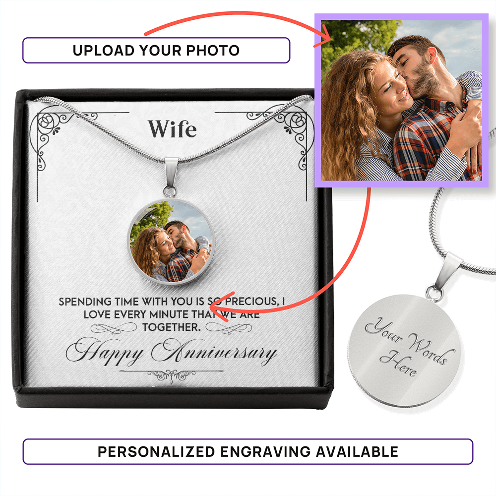 Wife Anniversary – Photo Circle Pendant Necklace