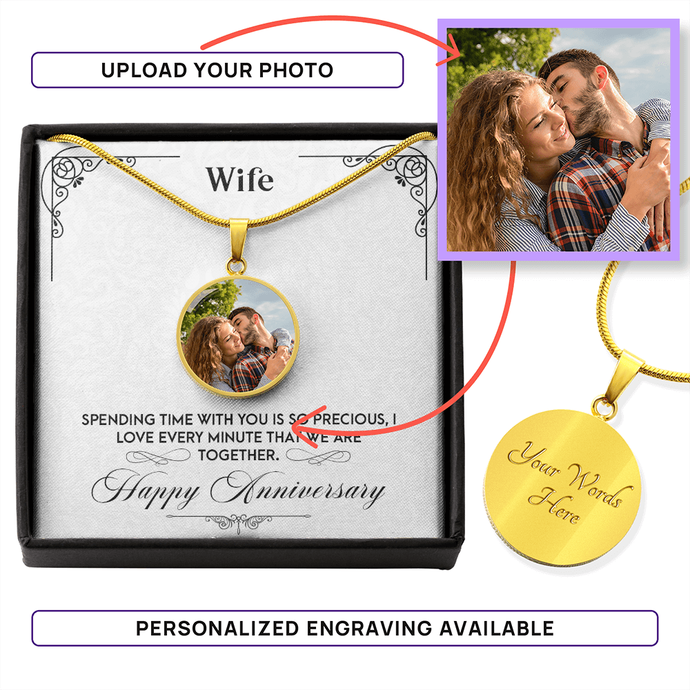 Wife Anniversary – Photo Circle Pendant Necklace