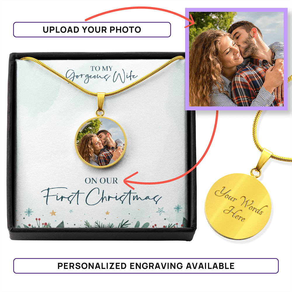 Wife First Christmas – Photo Circle Necklace