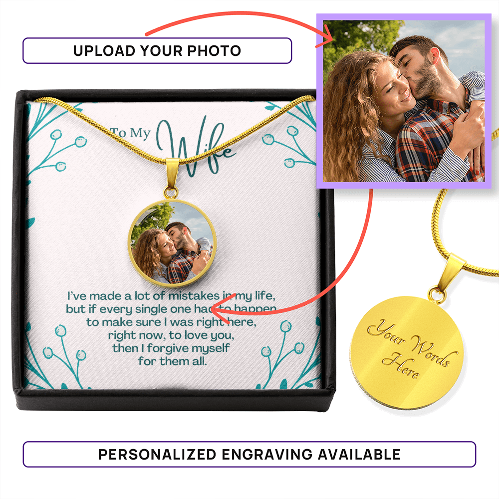 To My Wife – Love You Photo Circle Necklace