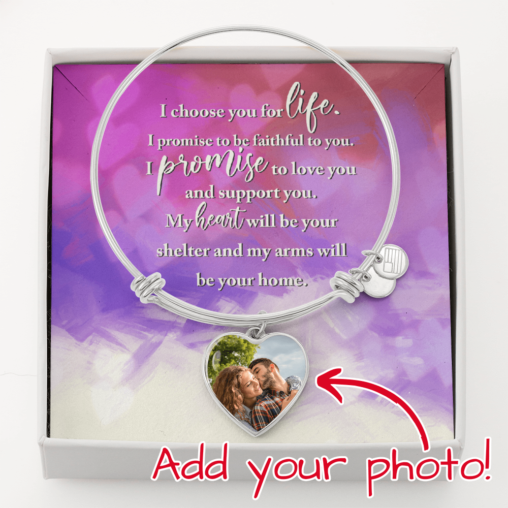 Personalised Photo Heart Bangle Bracelet