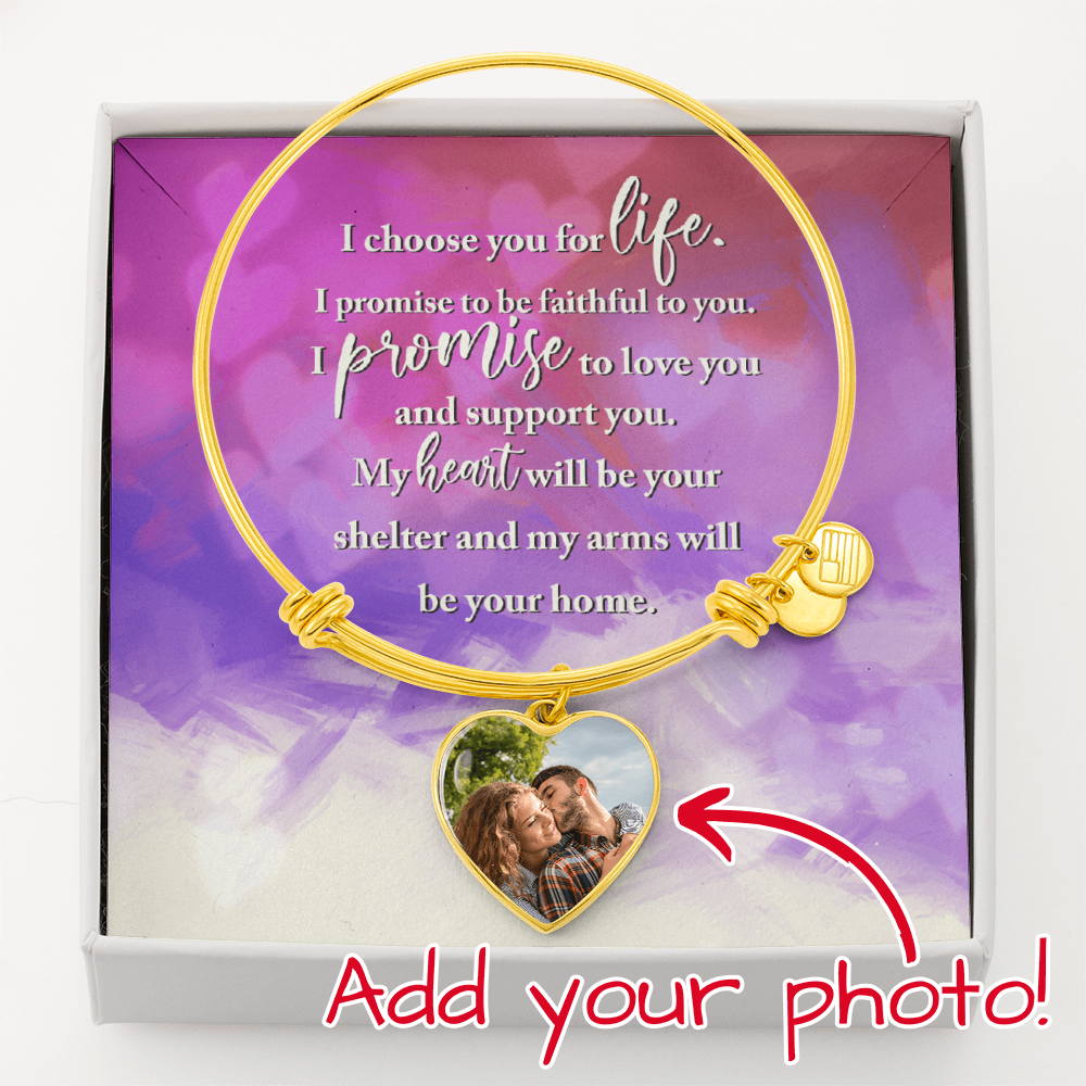 Personalised Photo Heart Bangle Bracelet