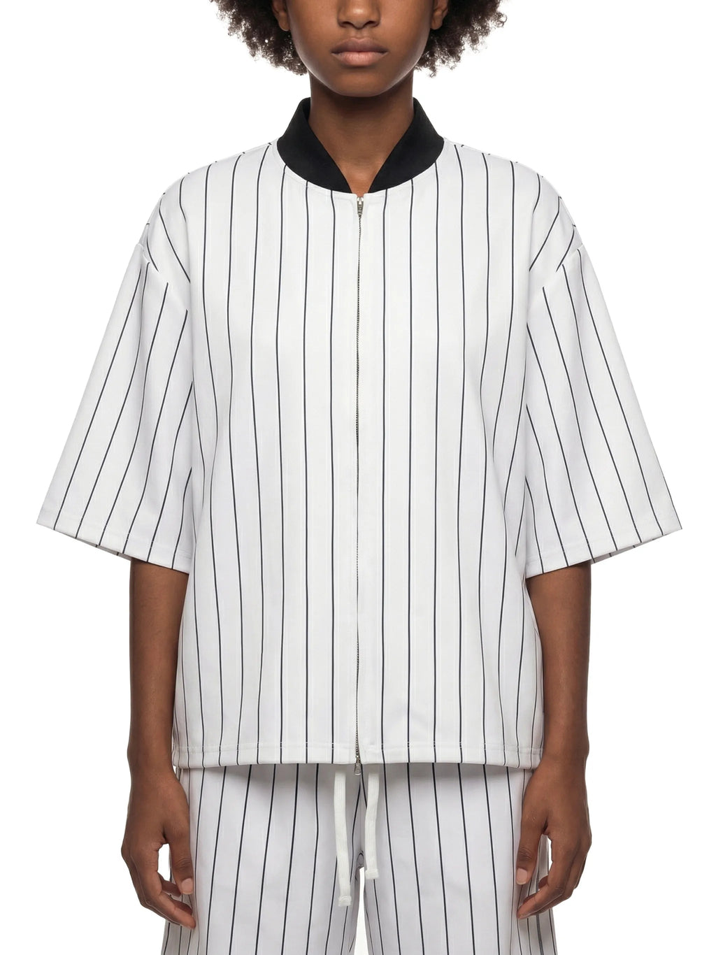 Unisex Striped Full-Zip Baseball Jersey