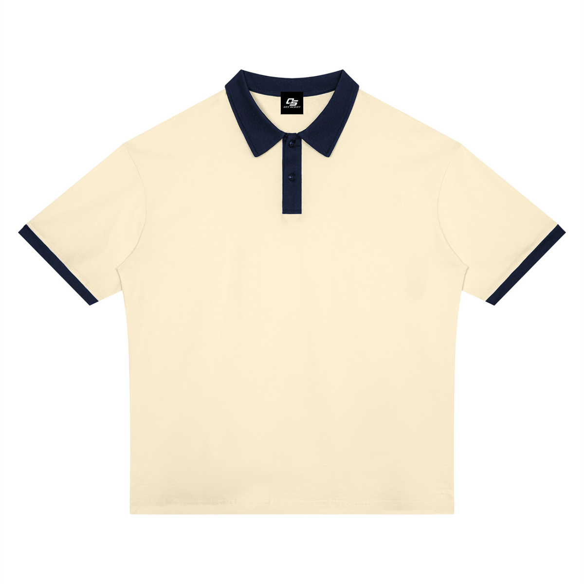 Apricot with Navy Blue Unisex Color Block Polo Shirt front product view