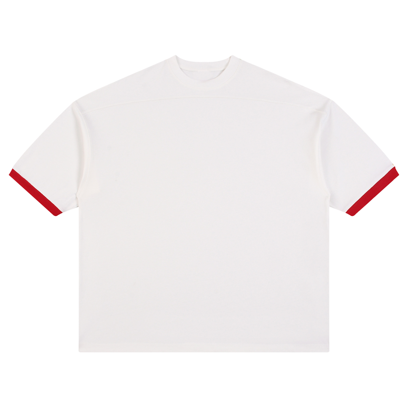 Unisex Colour Block Drop Shoulder T-Shirt in White — front view