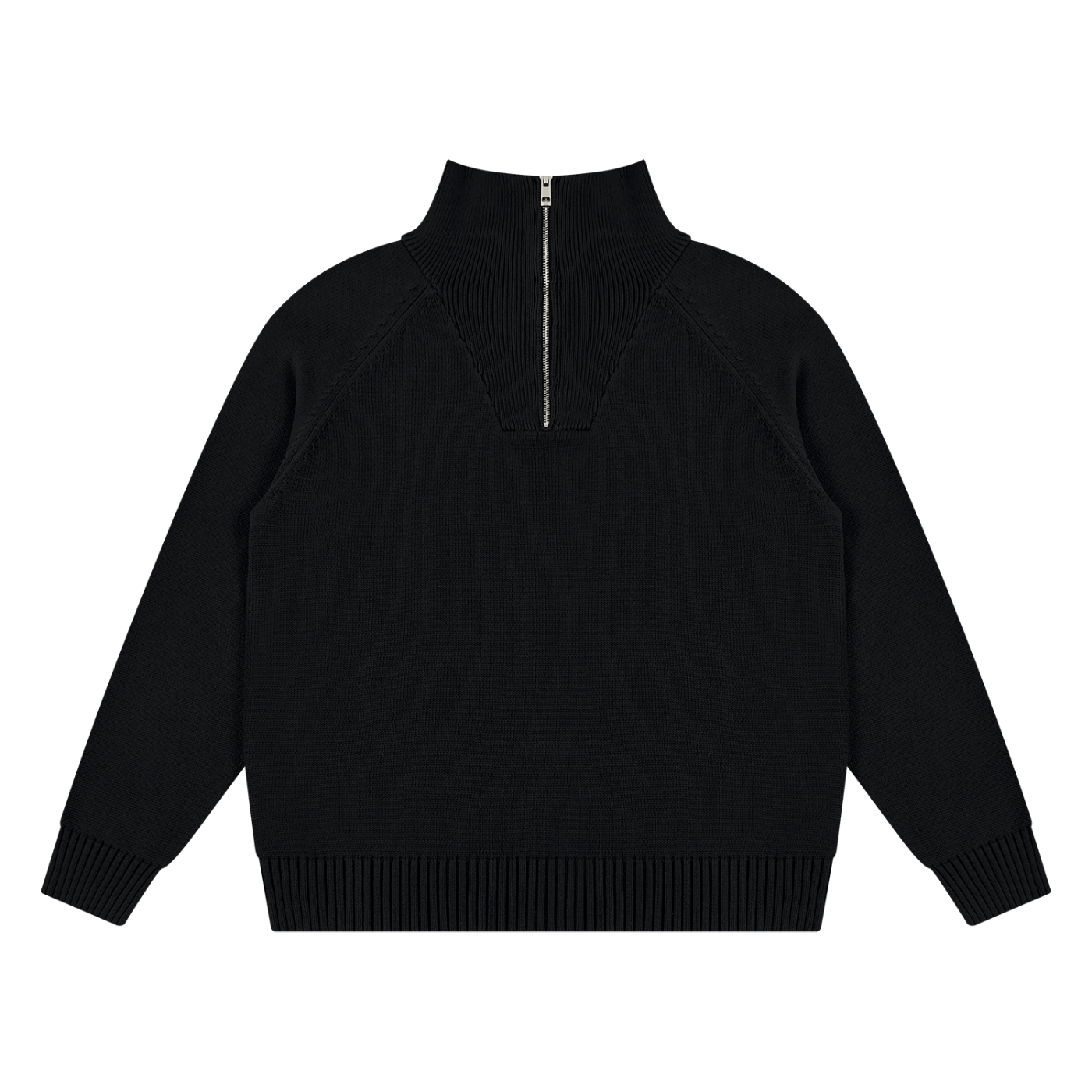 Unisex Quarter-Zip Pullover Sweatshirt in Black — front view