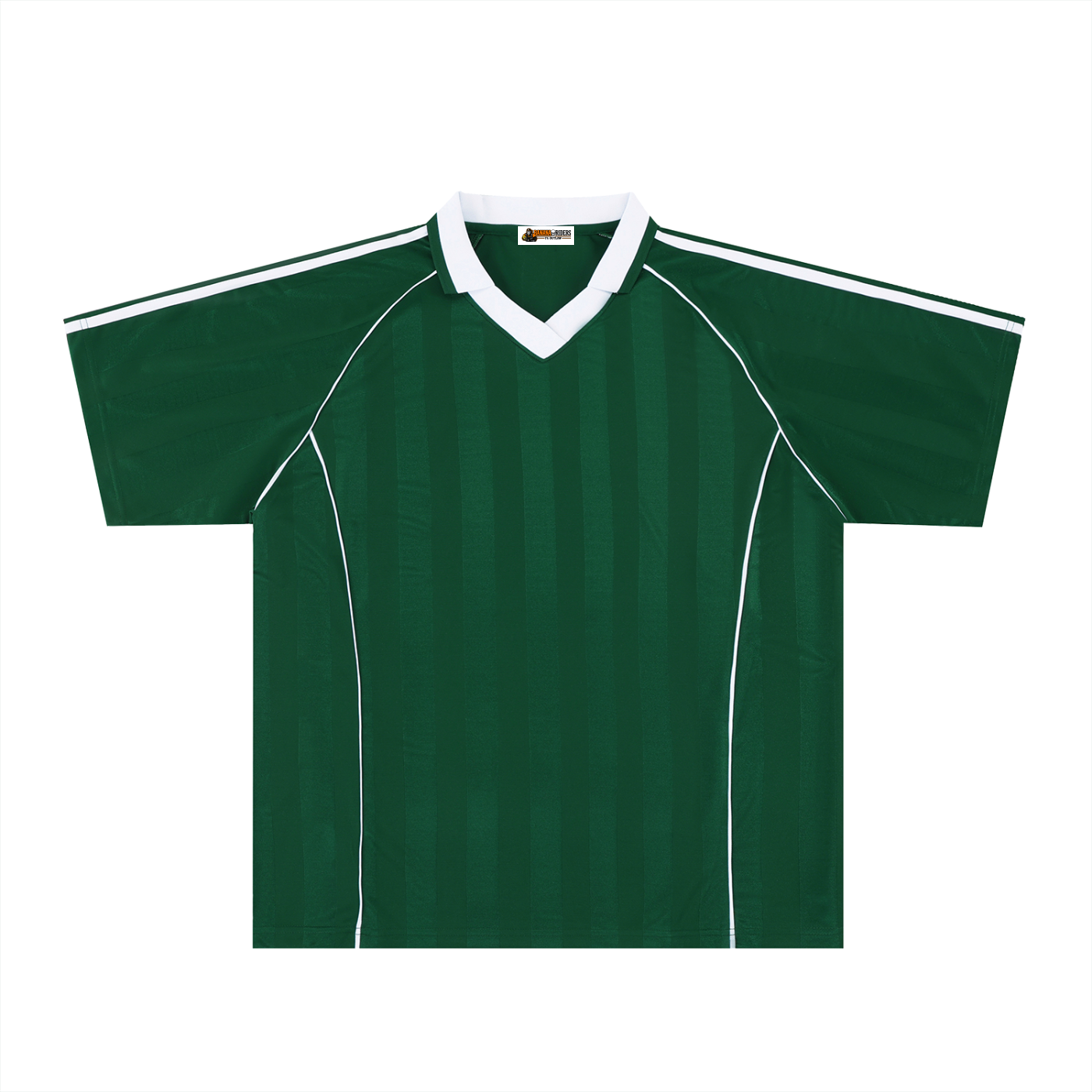 Shadow stripe collared soccer jersey in dark green with white