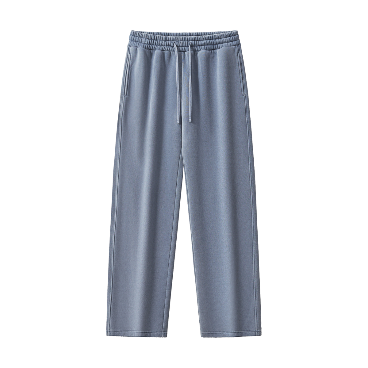 Unisex Frayed Enzyme-Washed Fleece Sweatpants – Blue front view