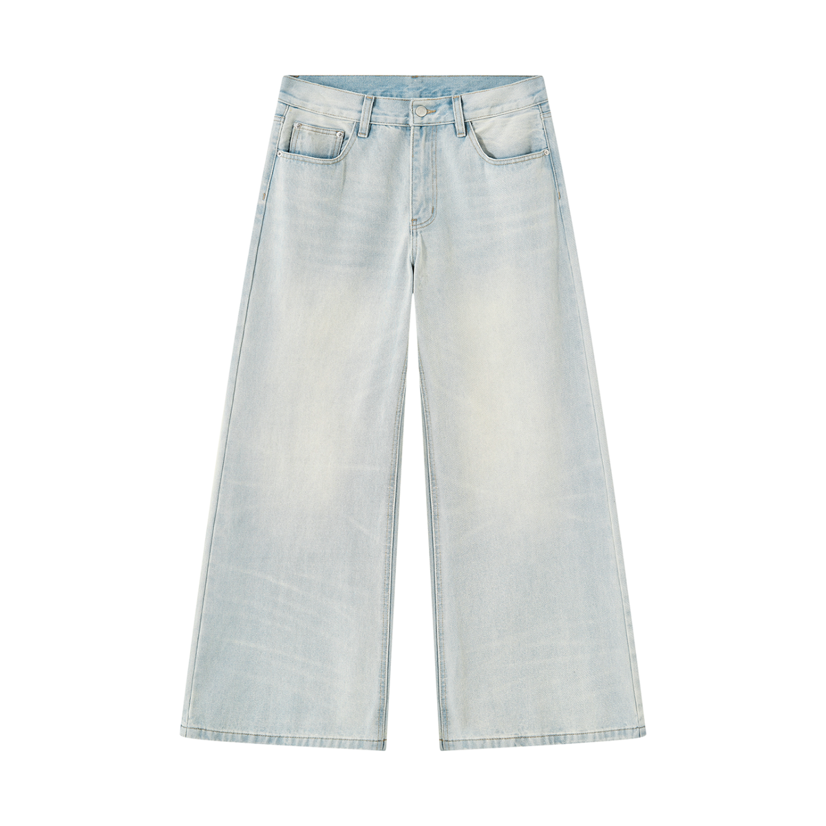 Men’s Vintage Wash Wide-Leg Denim Jeans