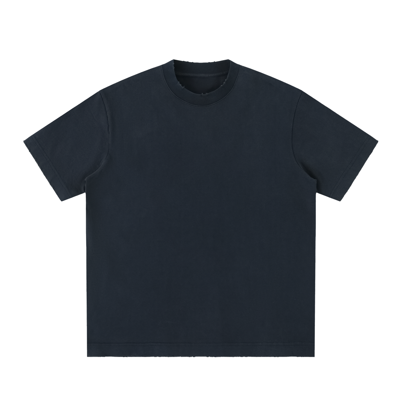 Heavyweight Vintage Washed Frayed T-Shirt – Navy Blue front