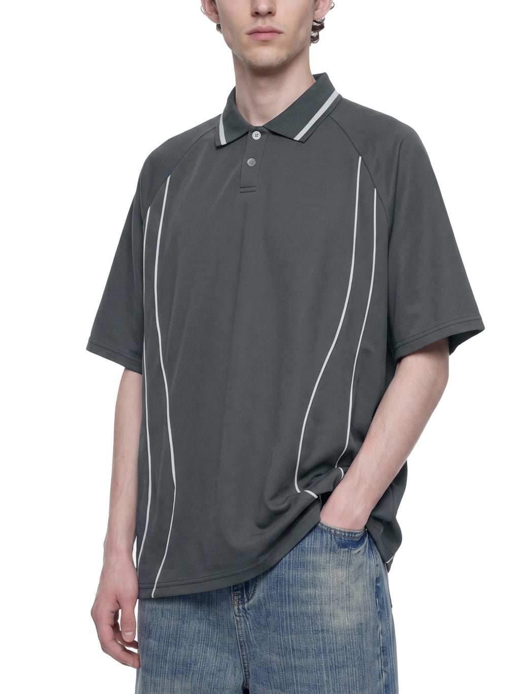 Unisex Raglan Piping Polo Shirt