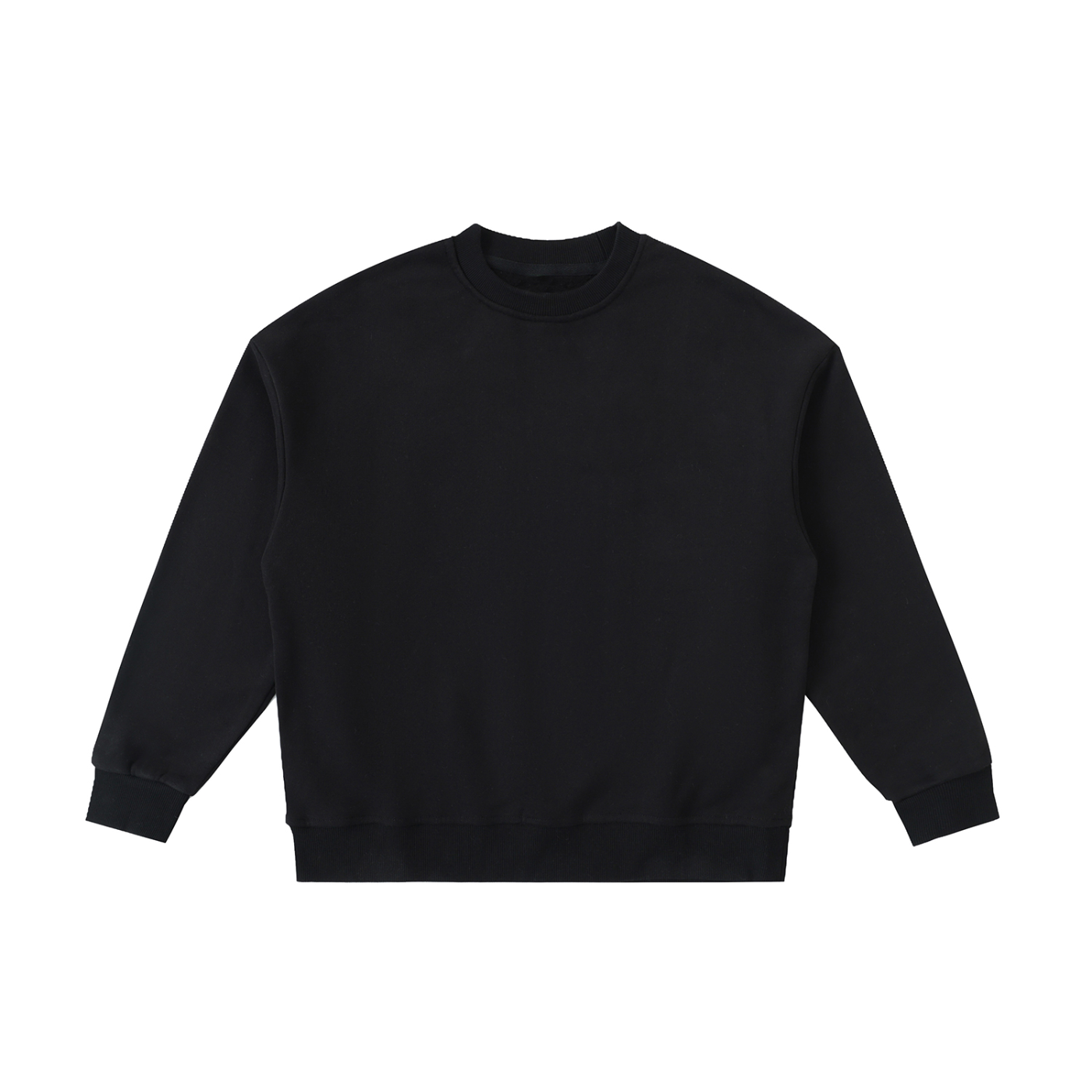 Essential Fleece Kids’ Crewneck Sweatshirt in Black — front view