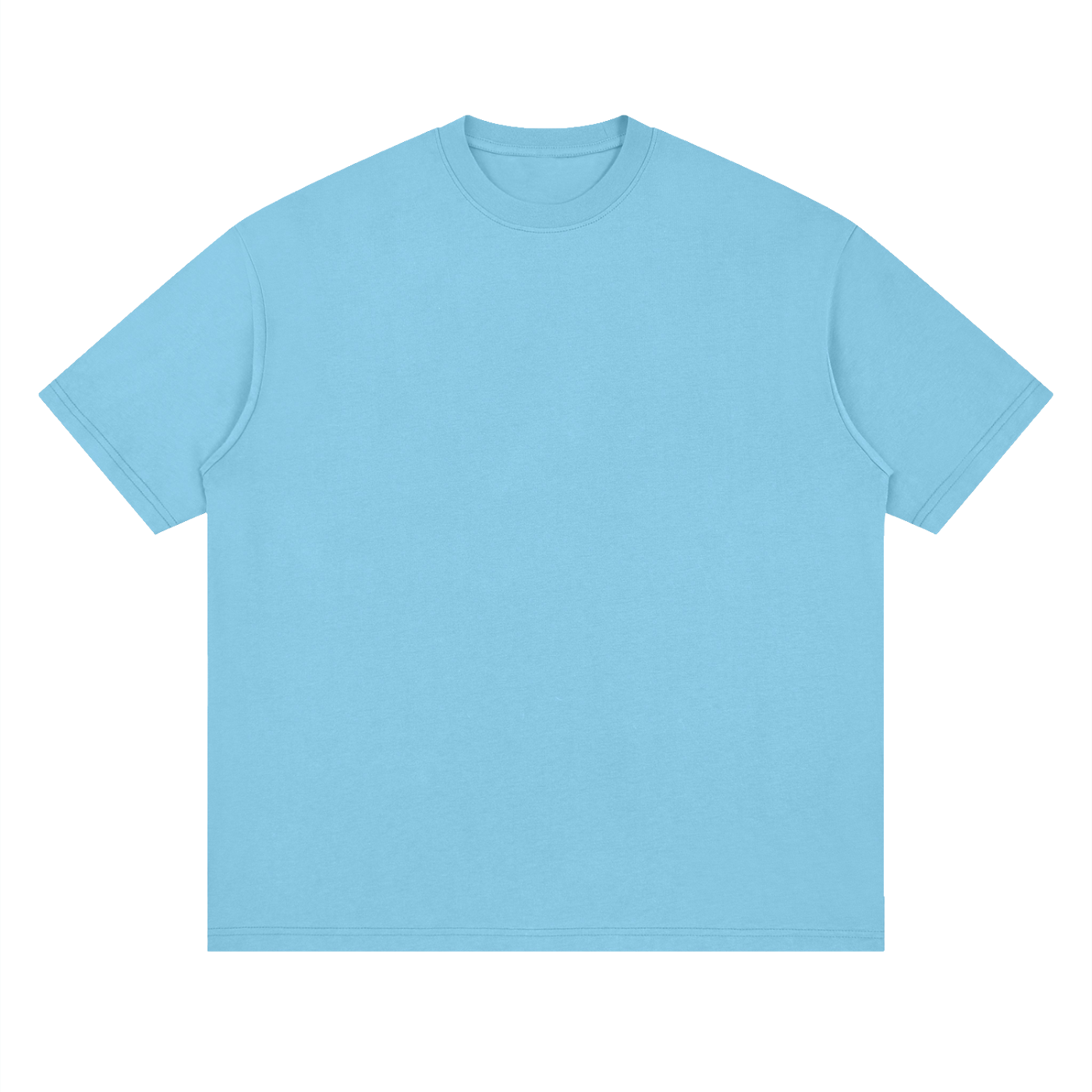 Streetwear Loose Drop Shoulder T-Shirt - Medium Blue front
