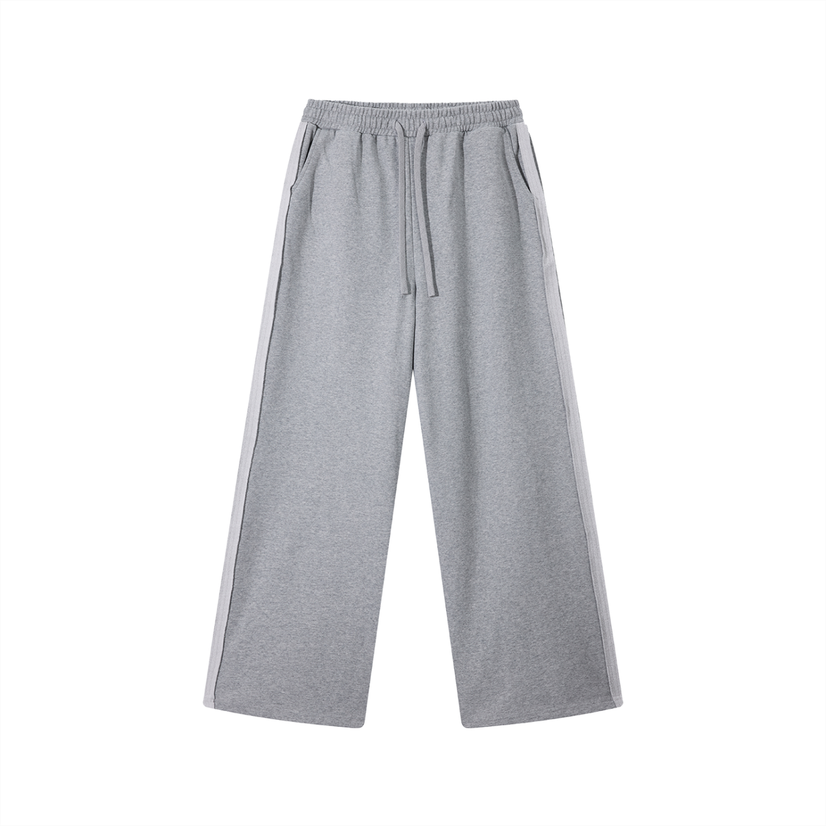 Unisex Contrast-Tape Straight-Leg Sweatpants – Flower Grey front view