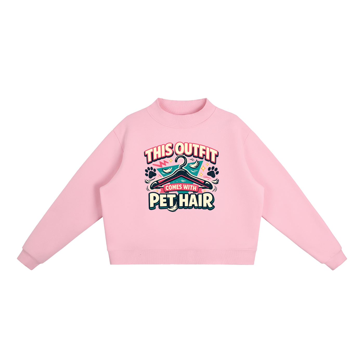 Comes With Pet Hair Essential Fleece Mock-Neck Crew Sweatshirt