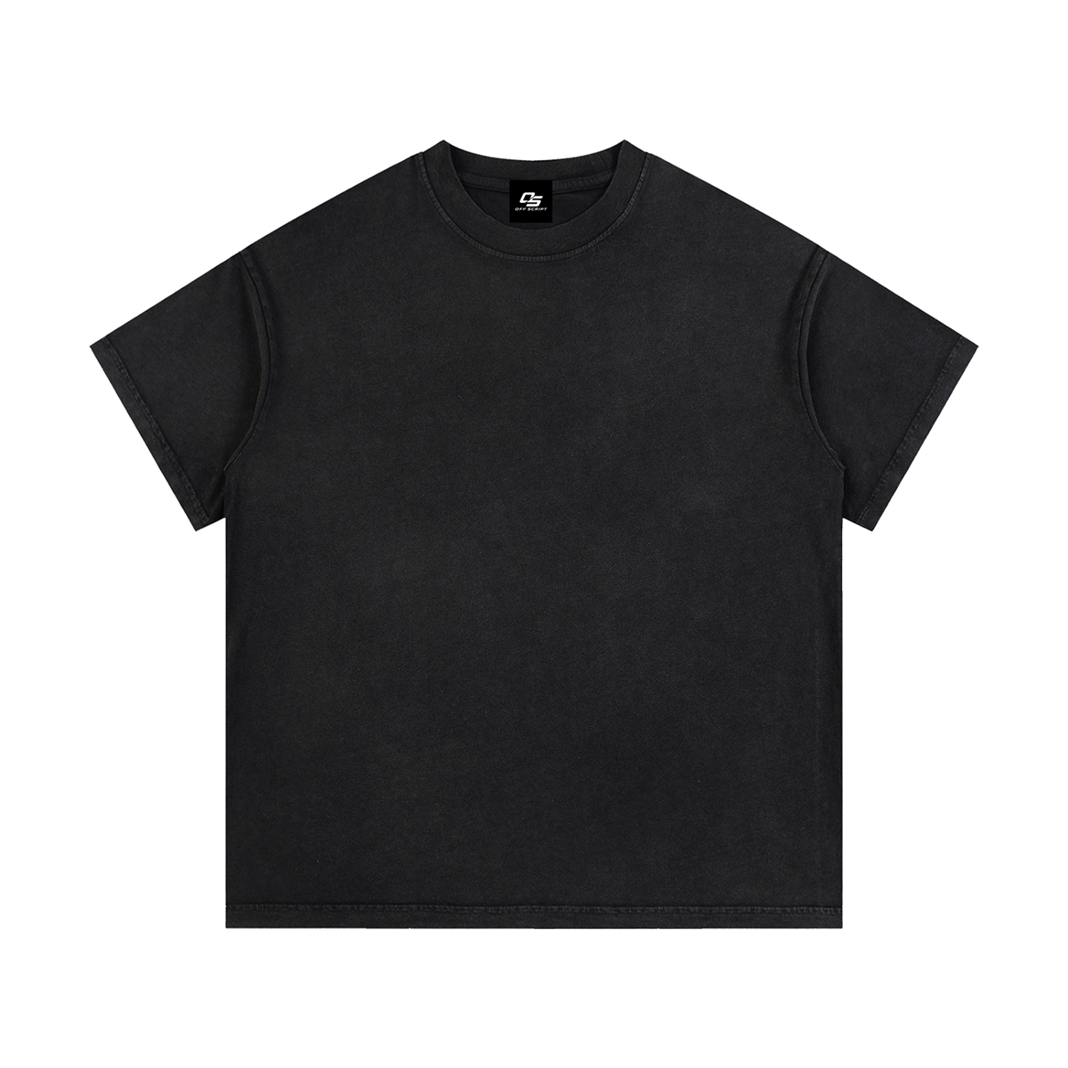 Black Unisex Vintage-Wash Cotton T-Shirt front view