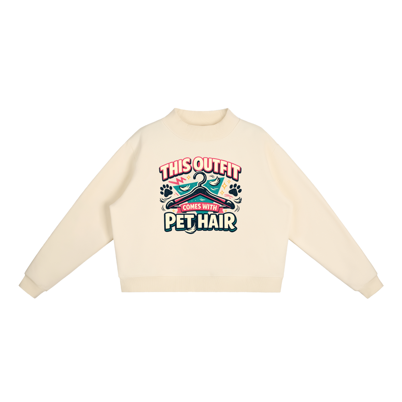 Comes With Pet Hair Essential Fleece Mock-Neck Crew Sweatshirt