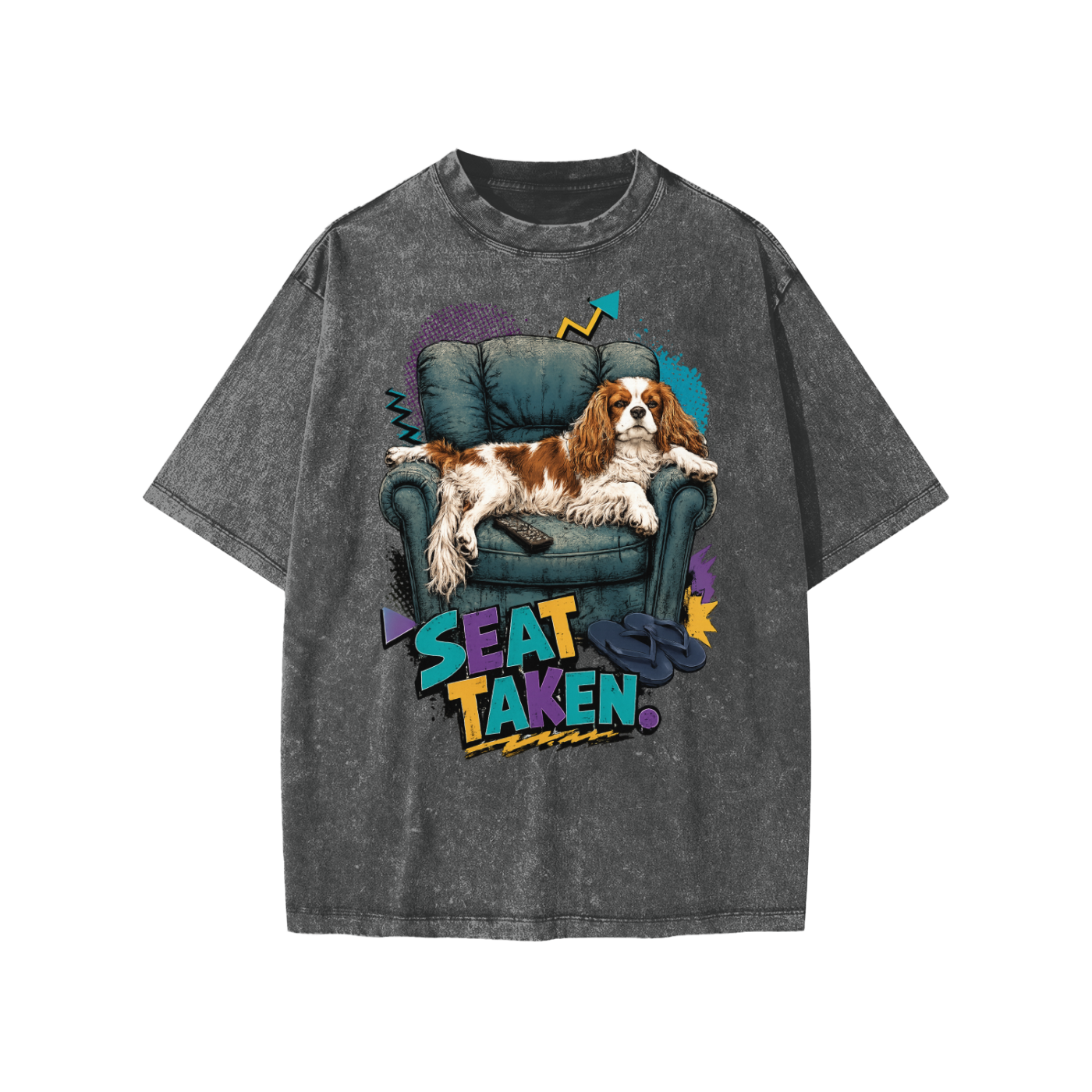 Seat Taken snow-washed kids’ T-shirt in dark grey