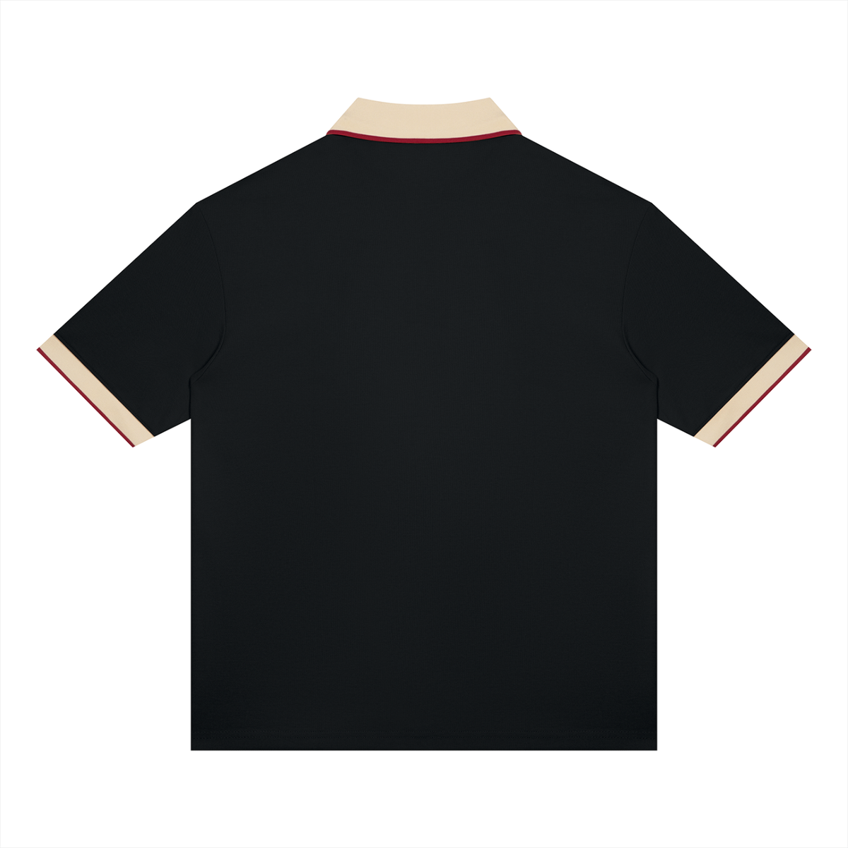Black with Apricot Unisex Color Block Polo Shirt back product view