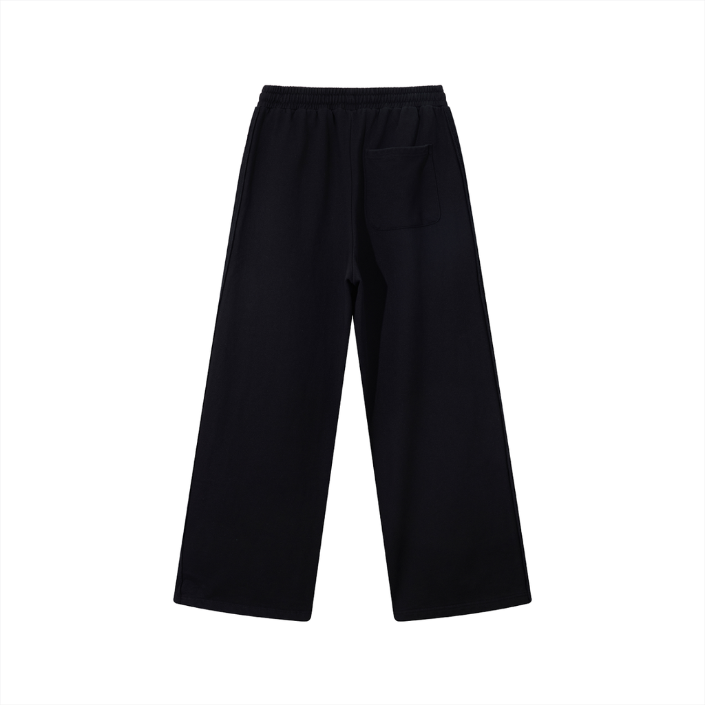 Unisex Contrast-Tape Straight-Leg Sweatpants – Black back view