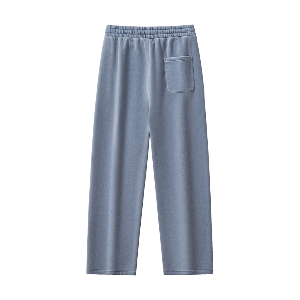 Unisex Frayed Enzyme-Washed Fleece Sweatpants – Blue back view