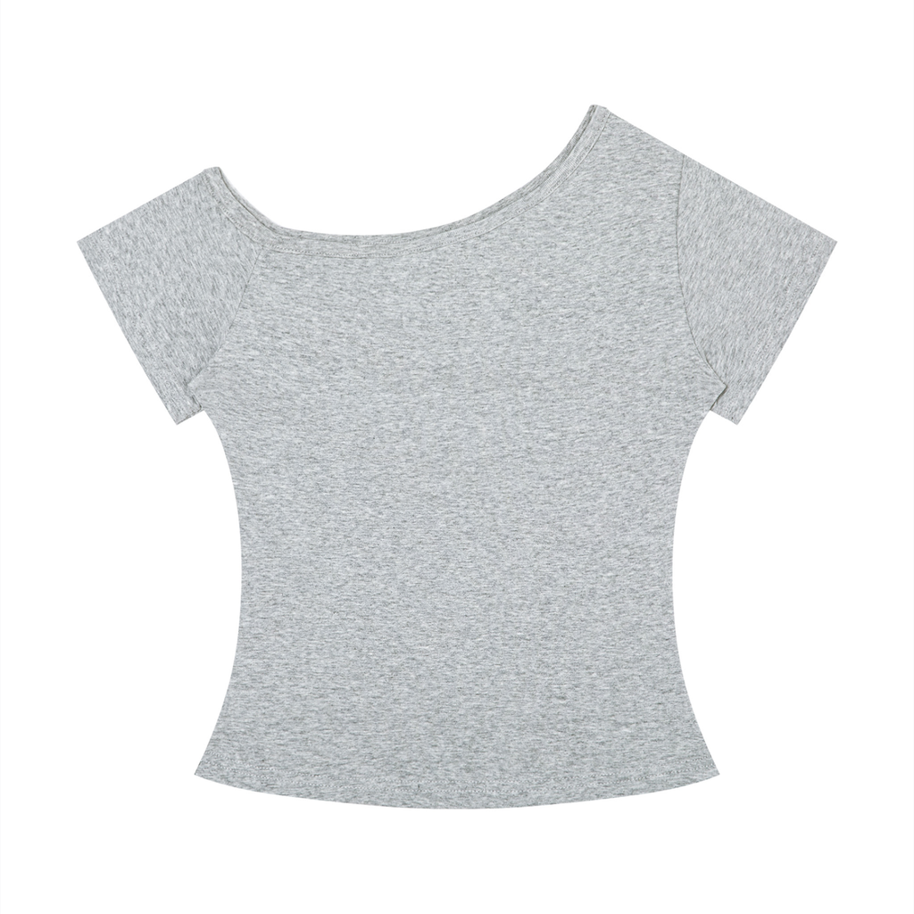 Bloom Anyway women’s off-the-shoulder T-shirt in Flower Gray – back