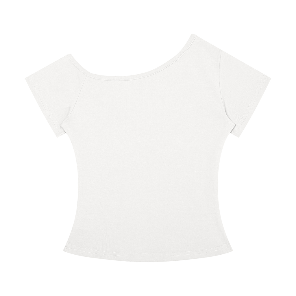 Bloom Anyway women’s off-the-shoulder T-shirt in White – back