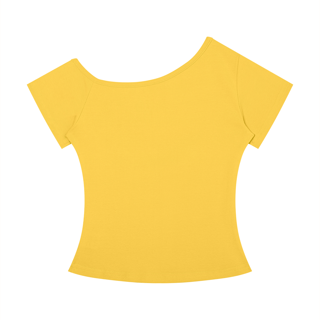 Bloom Anyway women’s off-the-shoulder T-shirt in Yellow – back