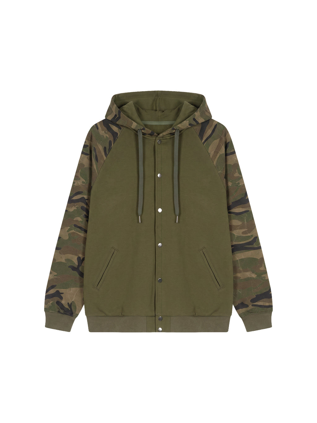 Unisex Camo-Splice Raglan Zip Hoodie
