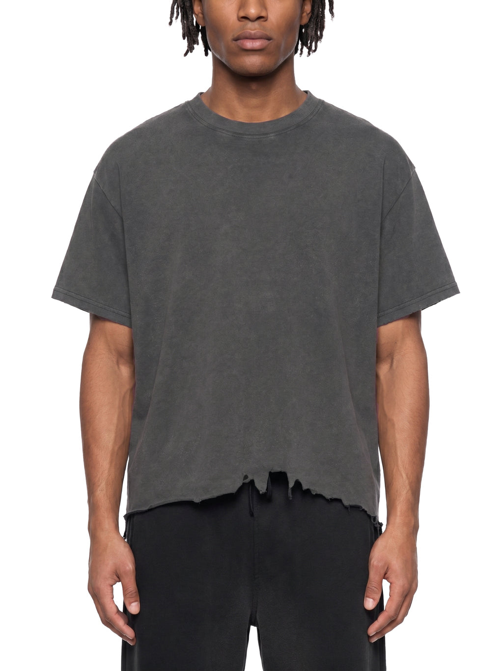 Unisex Vintage-Wash Boxy Distressed-Hem T-Shirt gallery view