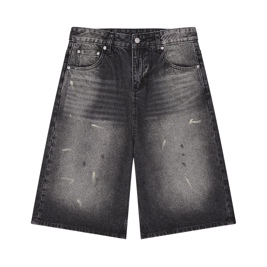 Men’s Vintage Wash Wide Leg Denim Shorts