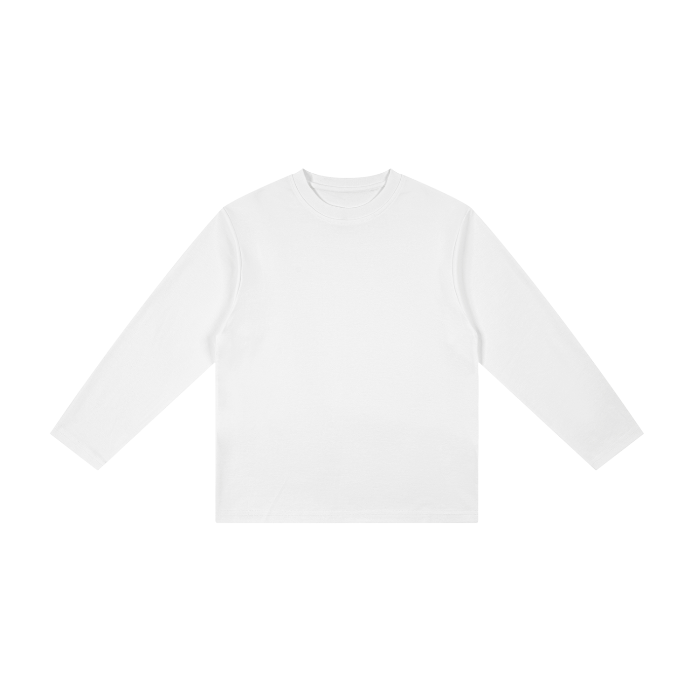 Kids’ Drop Shoulder Long Sleeve T-Shirt in White — front view
