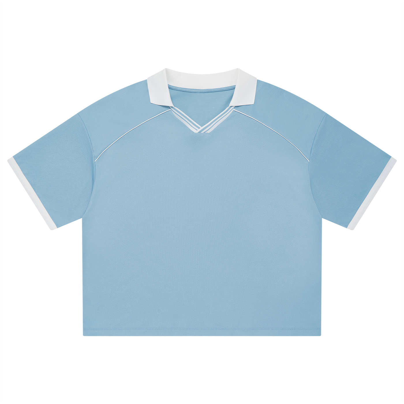 Blue Unisex Collared Piping Boxy Soccer Jersey front