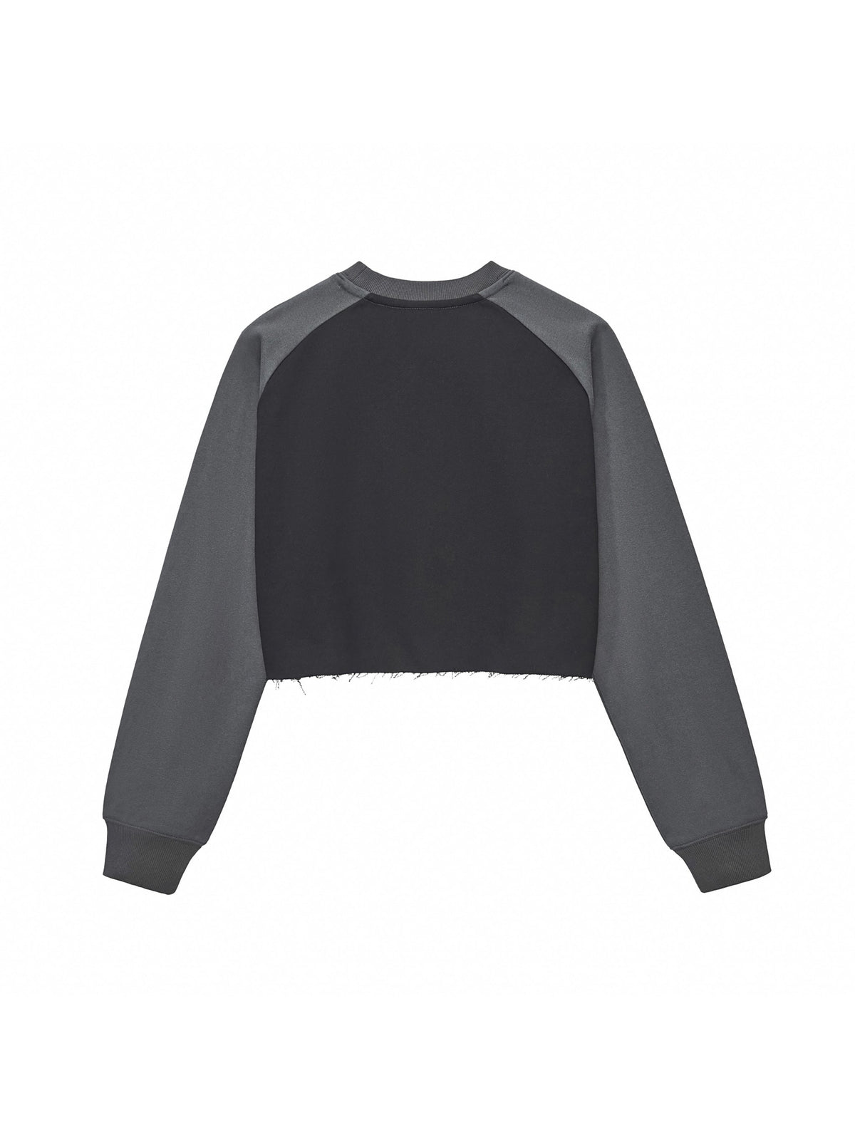 Raw-Hem Colour-Block Raglan Crop Sweatshirt
