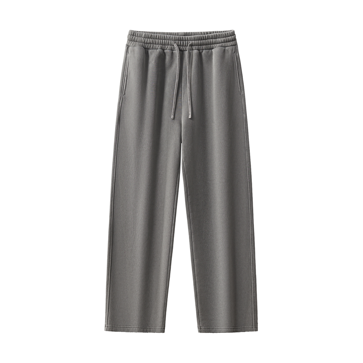 Unisex Frayed Enzyme-Washed Fleece Sweatpants – Dark Grey front view