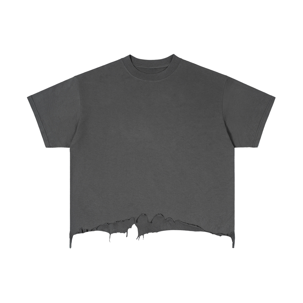 Vintage Wash Boxy Distressed-Hem T-Shirt