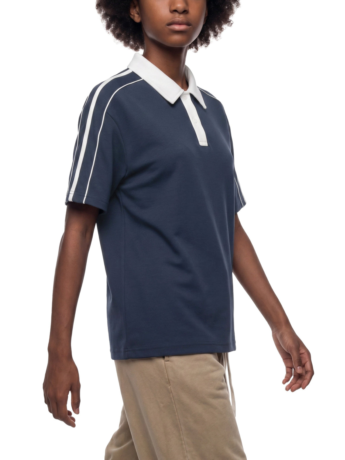 Contrast Collar Short-Sleeve Polo Shirt